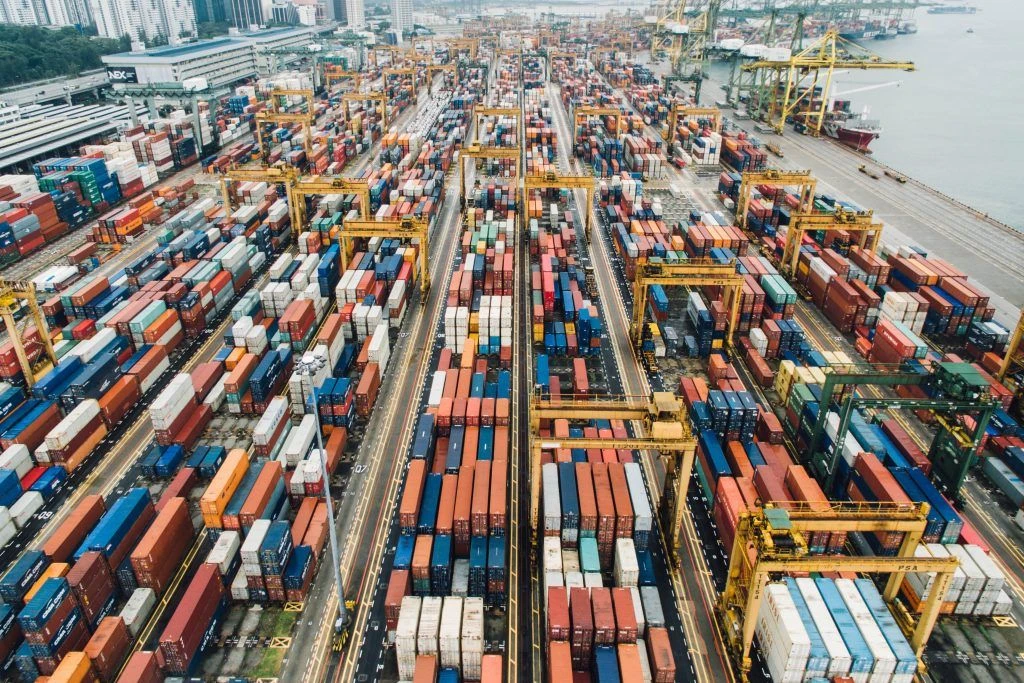 Containers awaiting pick-up or onboarding